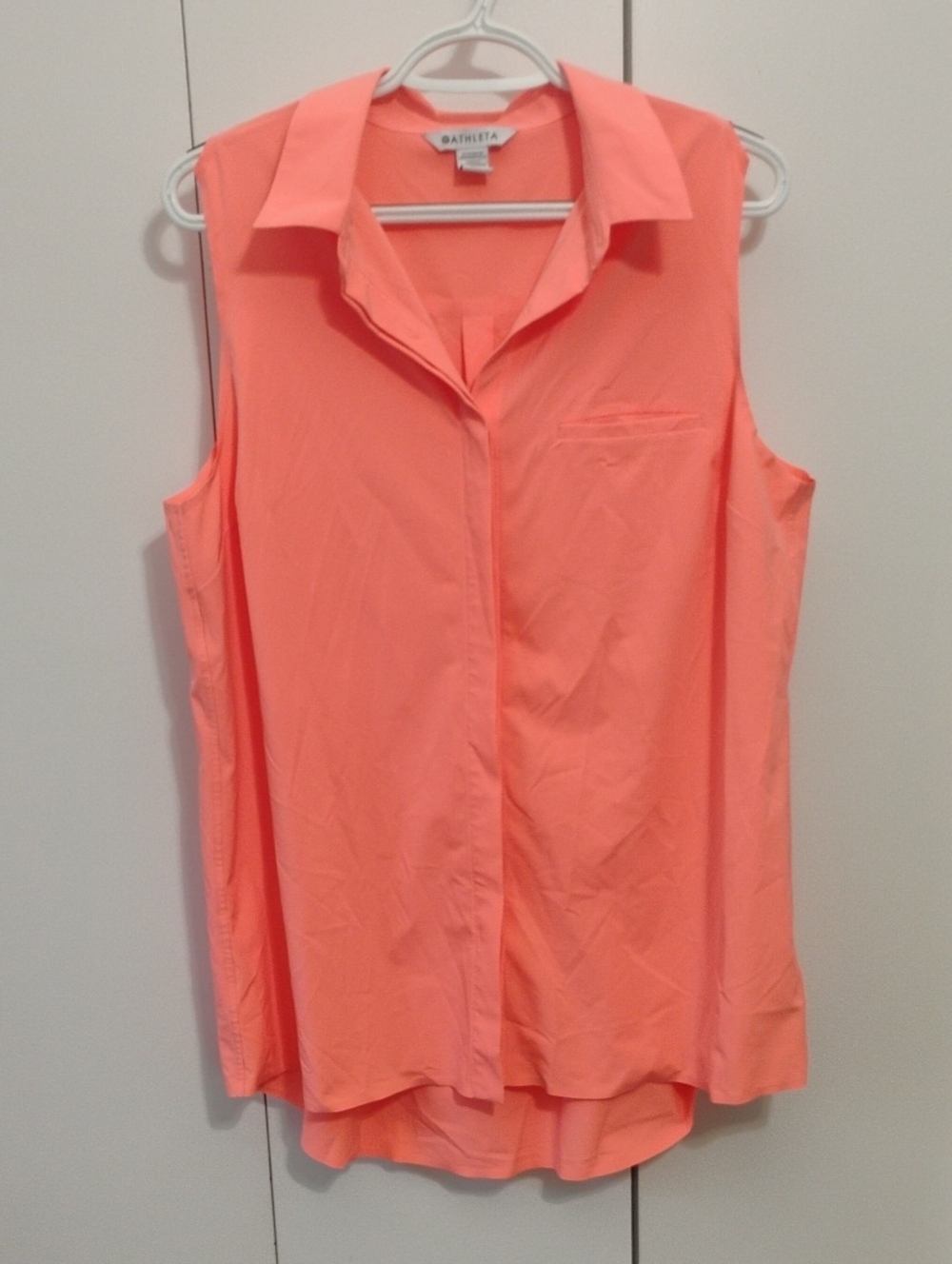 Athleta Sleeveless Button-Down Shirt - Coral Pink